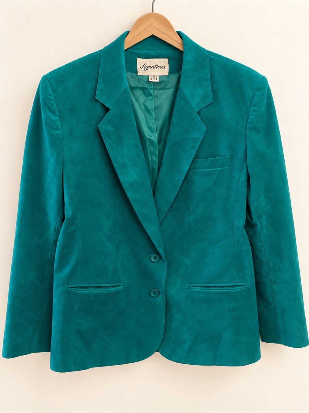 Vintage Ultrasuede Teal Blazer Jacket Made in USA Size 12